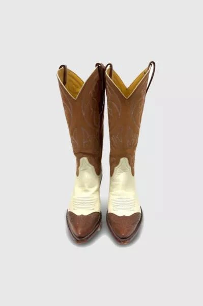 Urban Outfitters Vintage 1980’s Two Tone Hand Stamped Leather Cowboy Boots 3