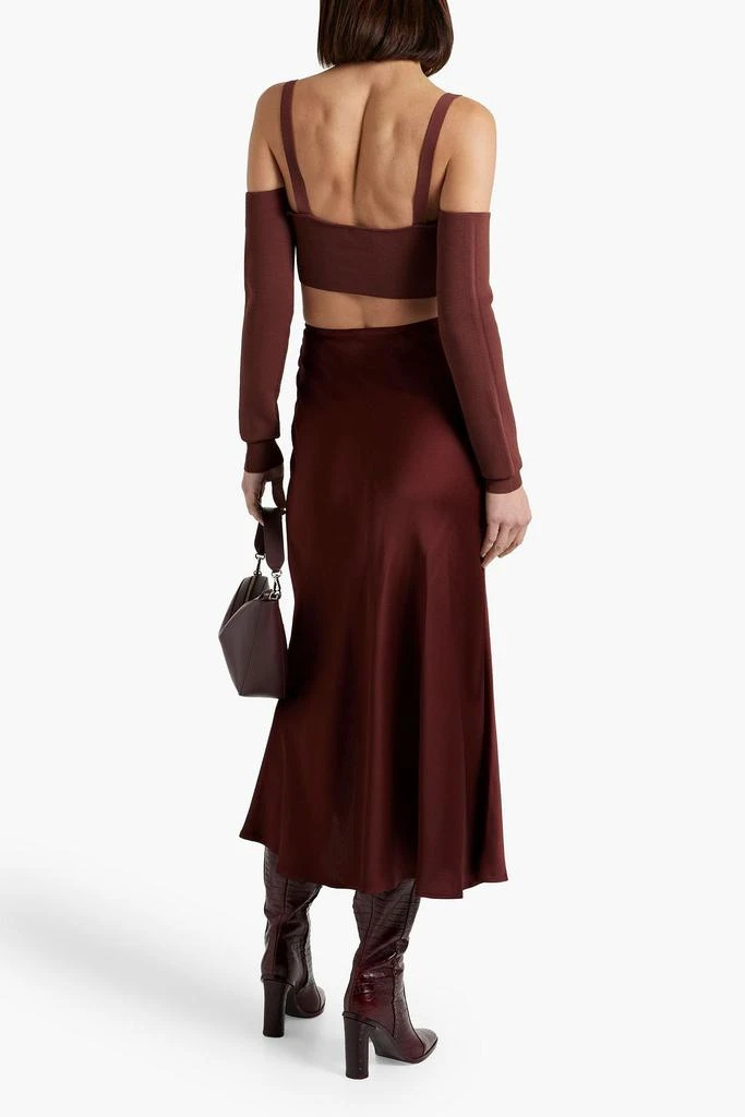 LAPOINTE Ruched satin-crepe midi skirt 3