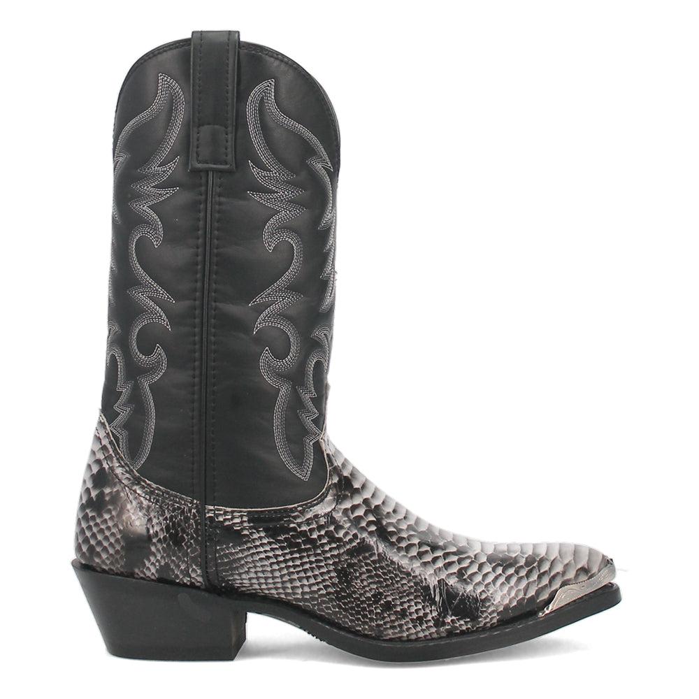 Laredo Monty Snake Print Pointed Toe Pull On Cowboy Boots