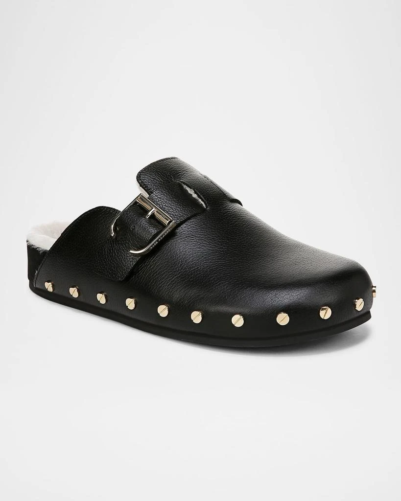 VERONICA BEARD Fern Leather Shearling Rivets Clogs 2