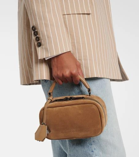 Brunello Cucinelli Foulard Mini leather-trimmed suede tote bag 2