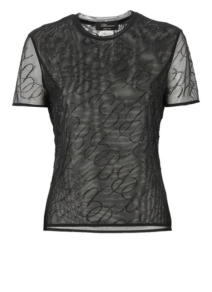 BLUMARINE Blumarine Tulle Monogram Embellished Top 1