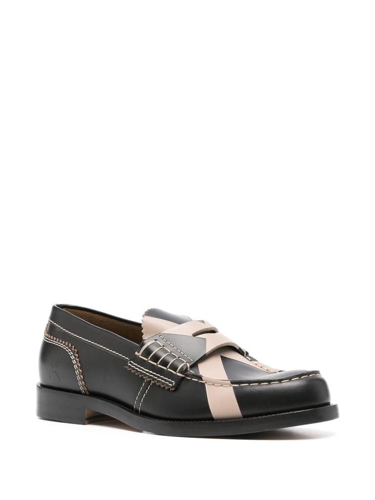 College College Cross-Print Leather Loafers