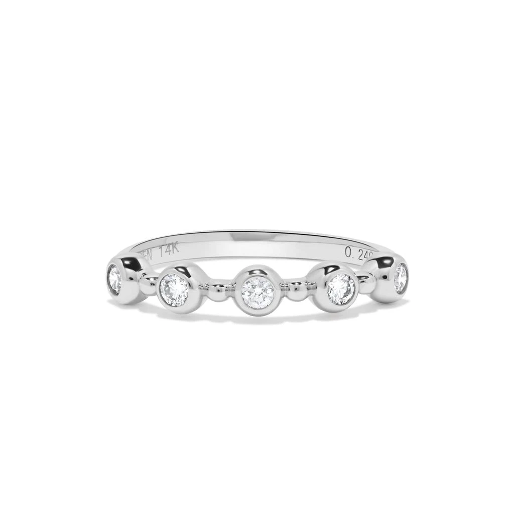 H.J. Namdar 0.25 ct tw Bezel Set Diamond Beaded Stack Ring 14K White Gold Natural Diamonds Size 6 2