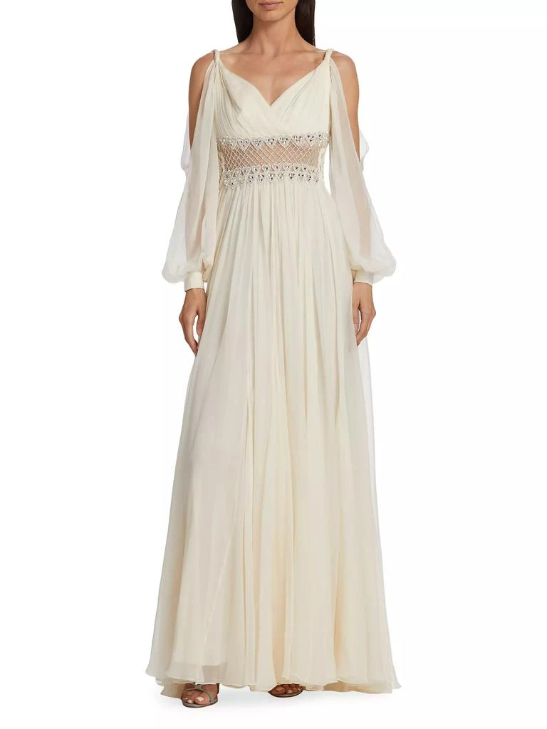 Zuhair Murad Beaded Silk Chiffon Cold-Shoulder Gown 3