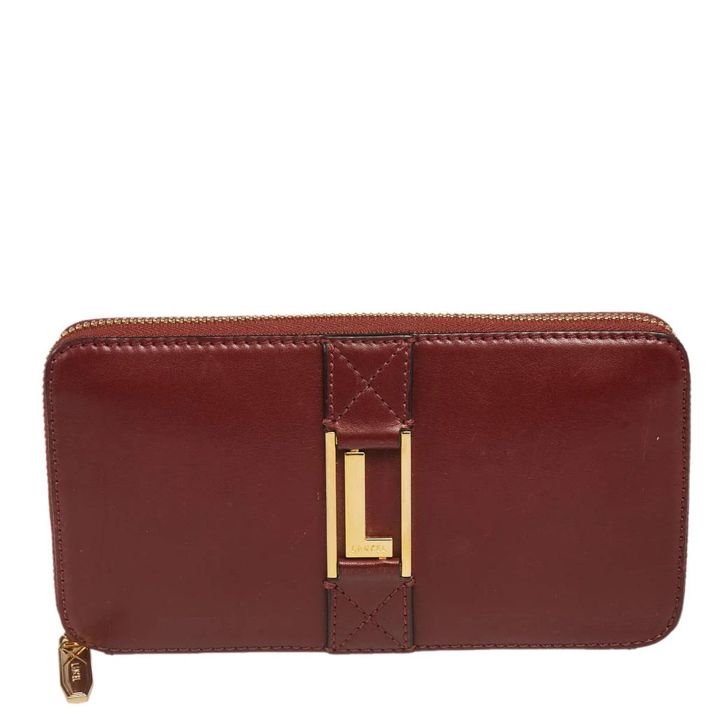 LANCEL Lancel Burgundy Leather Logo Zip Around Wallet 1