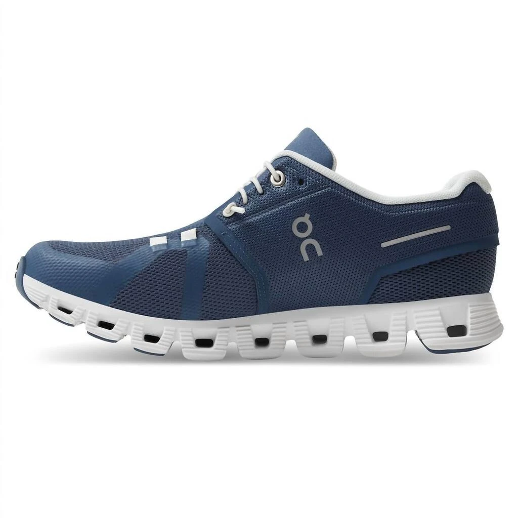 On Women's Cloud 5 Running Shoes In Denim/white 2
