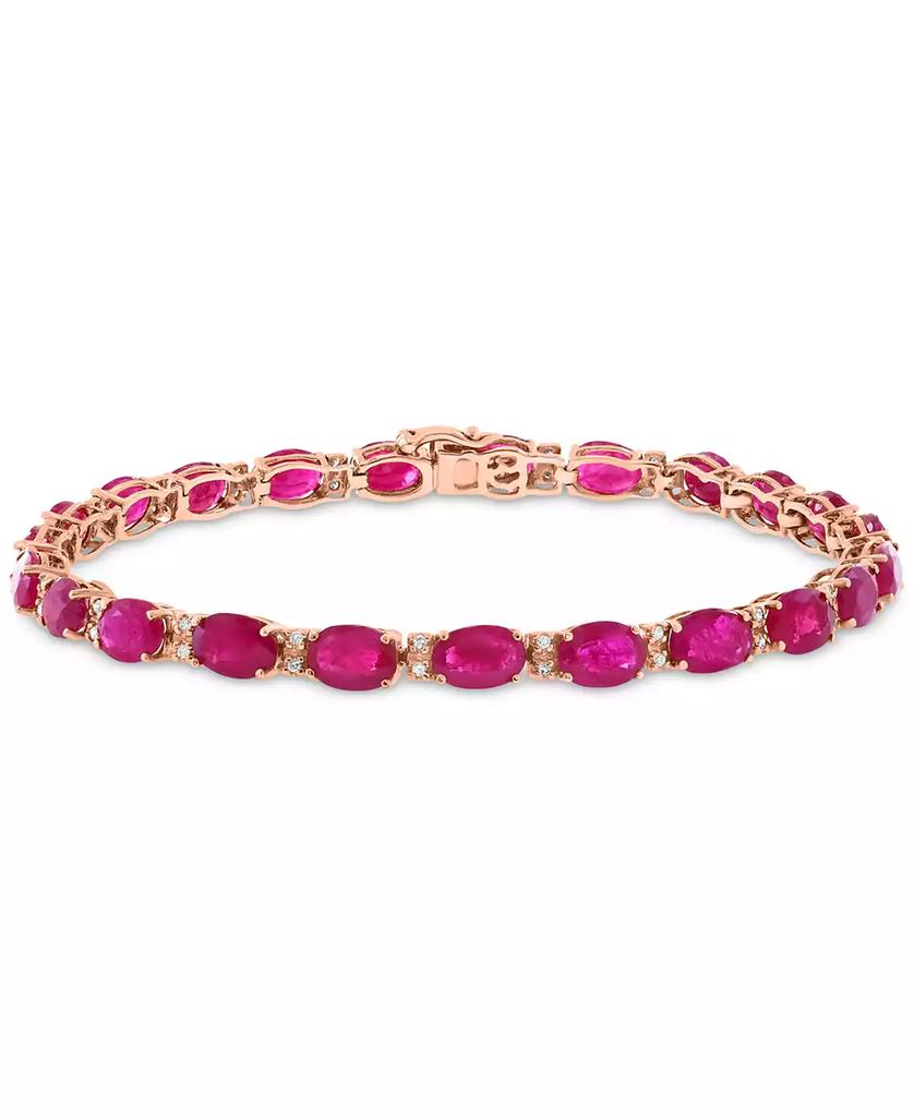 Effy EFFY® Ruby (13-1/10 ct. t.w.) & Diamond (1/6 ct. t.w.) Oval Tennis Bracelet in 14k Rose Gold