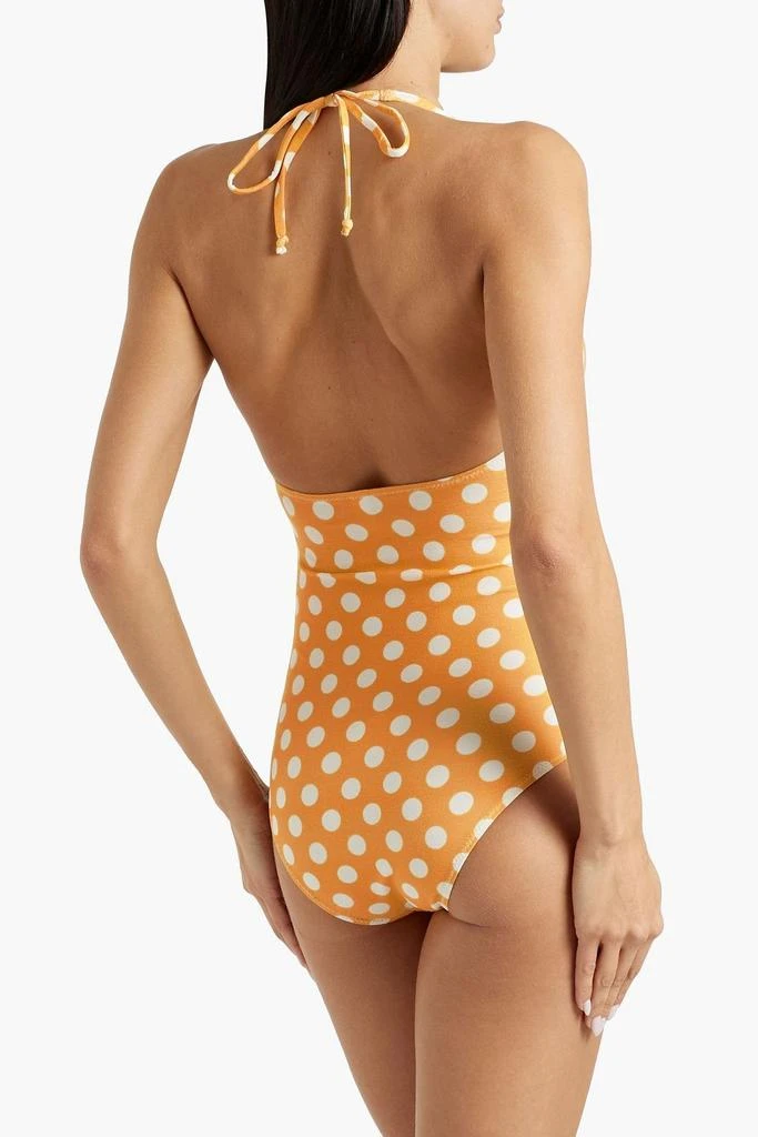 LISA MARIE FERNANDEZ Amber cotton-blend chambray halterneck swimsuit 3