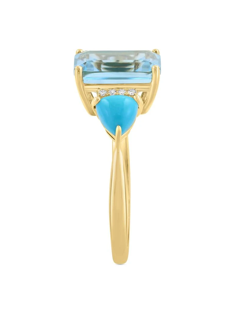 Effy 14K Yellow Gold, Blue Topaz, Turquoise 
0.03 TCW Diamond Ring 2