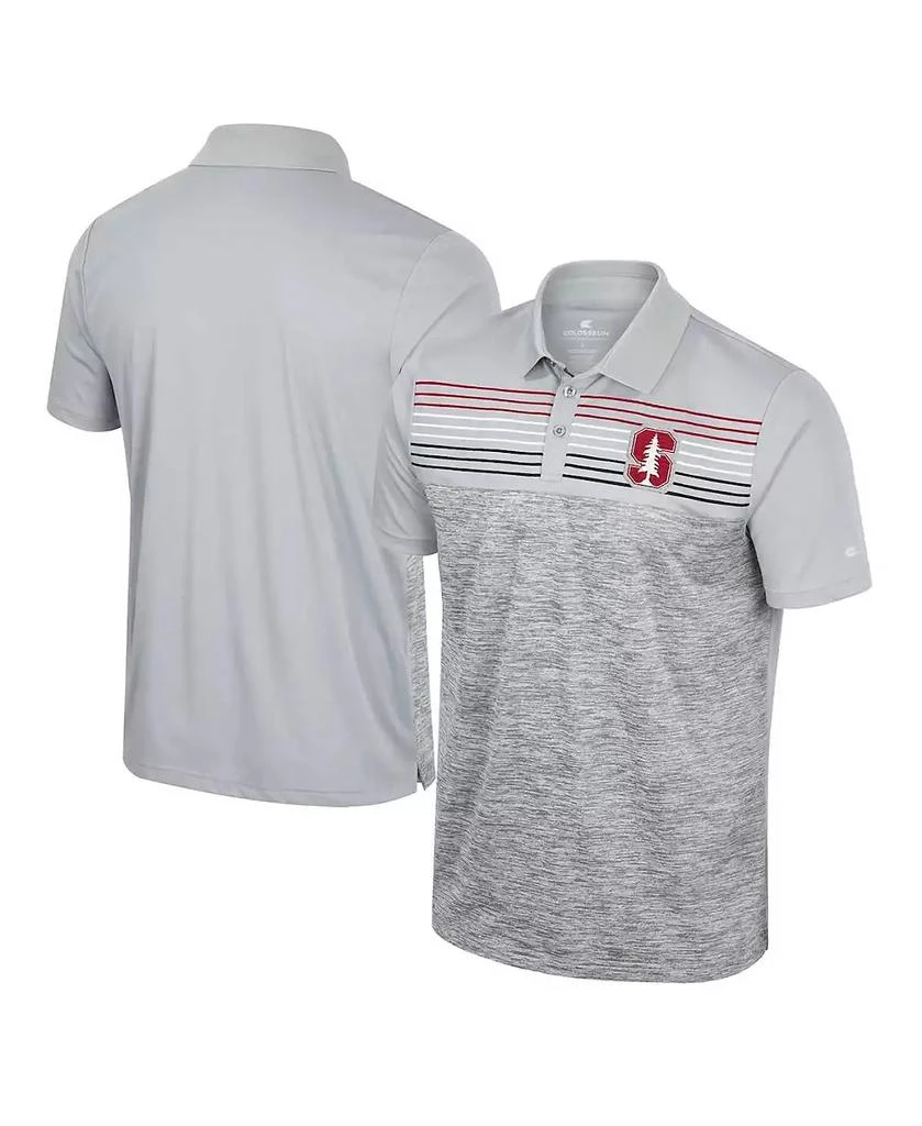Colosseum Men's Gray Stanford Cardinal Cybernetic Polo Shirt 1