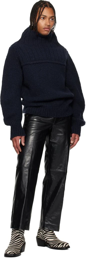 Dries Van Noten Navy Oversized Wool Turtleneck 4