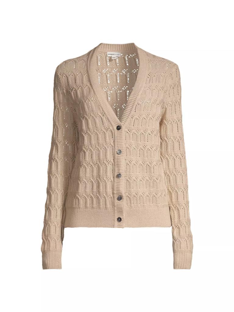 Minnie Rose Cotton-Cashmere Pointelle Cardigan