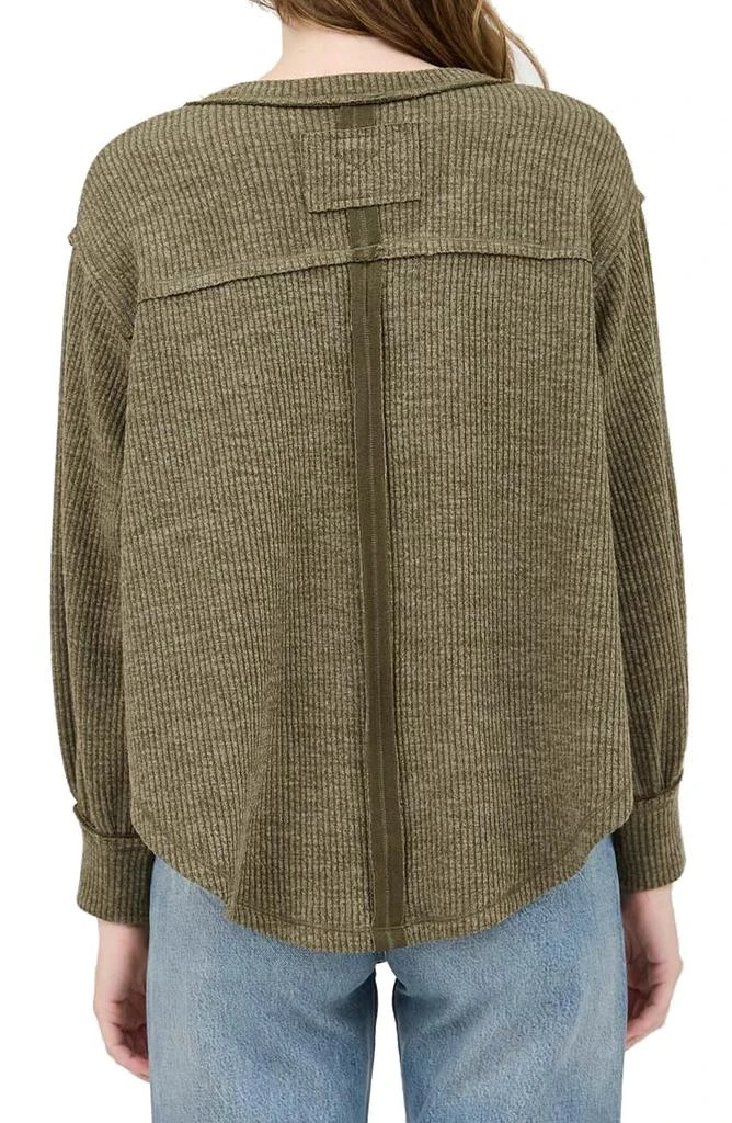 Blu Pepper Rib Knit Long Sleeve Top 2
