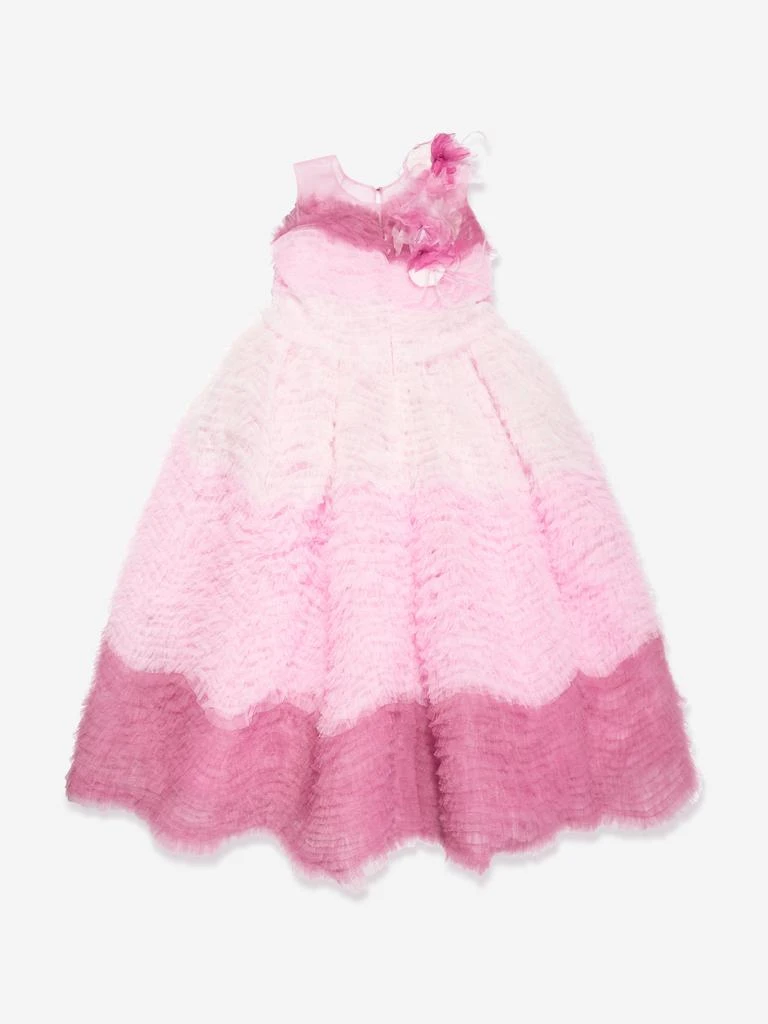 MARCHESA Marchesa Girls Flower Embellished Degradé Tulle Gown in Pink 3