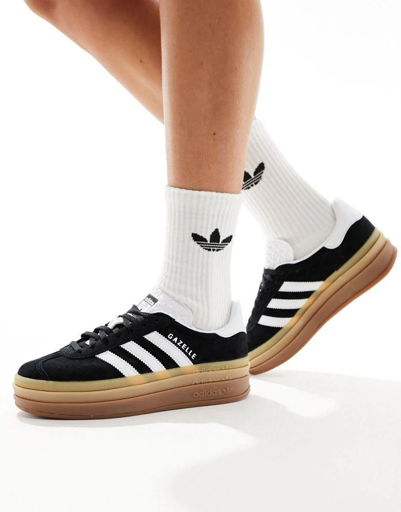 Adidas adidas Originals Gazelle Bold trainers in black and white 1