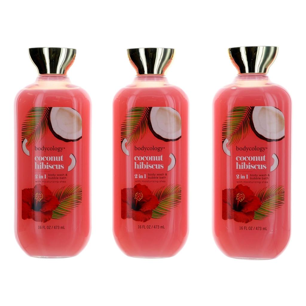 bodycology Coconut Hibiscus by , 3 Pack 16oz 2 in 1 Body Wash & Bubble Bath women