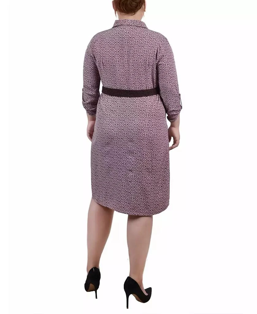 NY Collection Plus Size 3/4 Roll Tab Sleeve Shirtdress 2