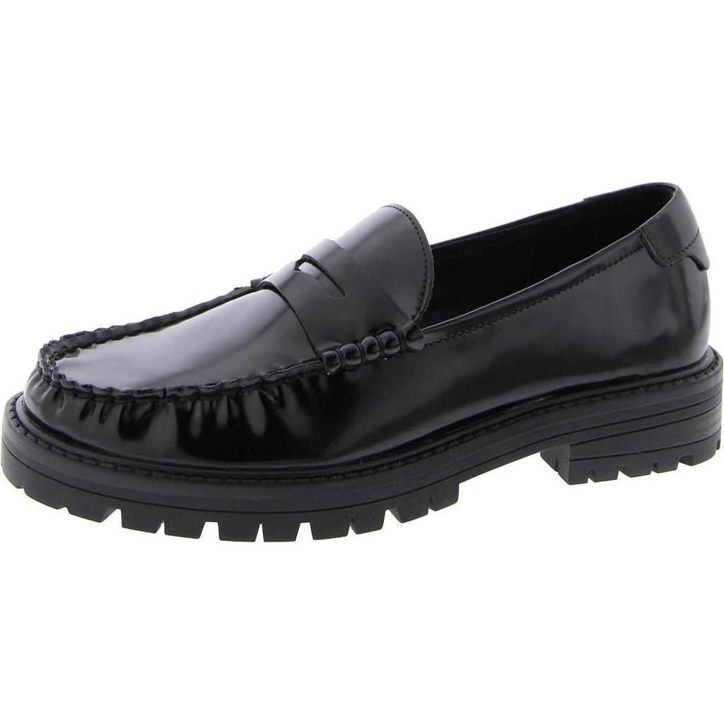Steve Madden Madelynn Womens Faux Leather Block Heel Loafers
