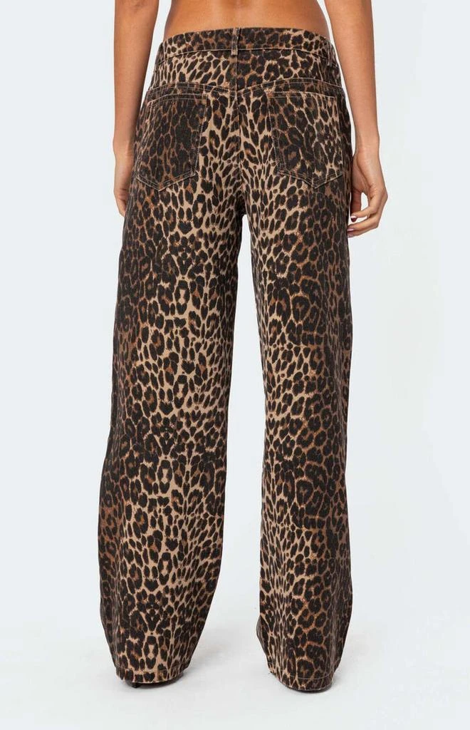 Edikted Leopard Printed Low Rise Jeans 5