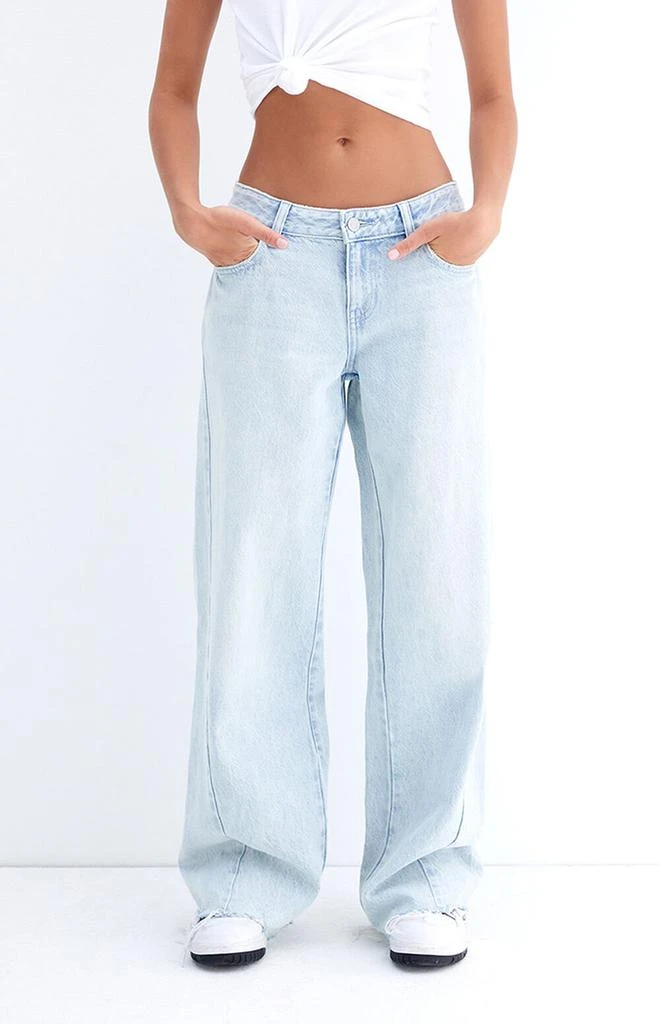 PacSun Casey Light Indigo Raw Cut Low Rise Baggy Jeans 2