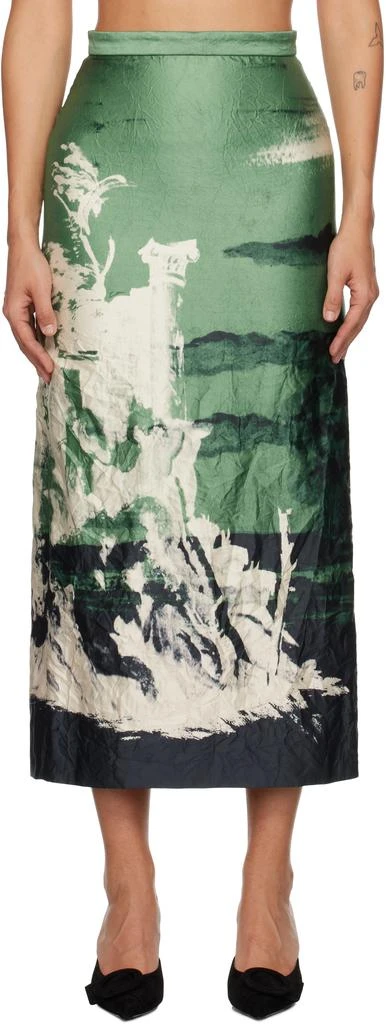 Erdem Green Pencil Midi Skirt 1