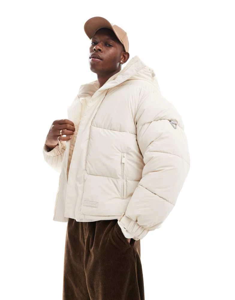 Sixth June Sixth June irridscent logo detail puffer jacket in beige 1