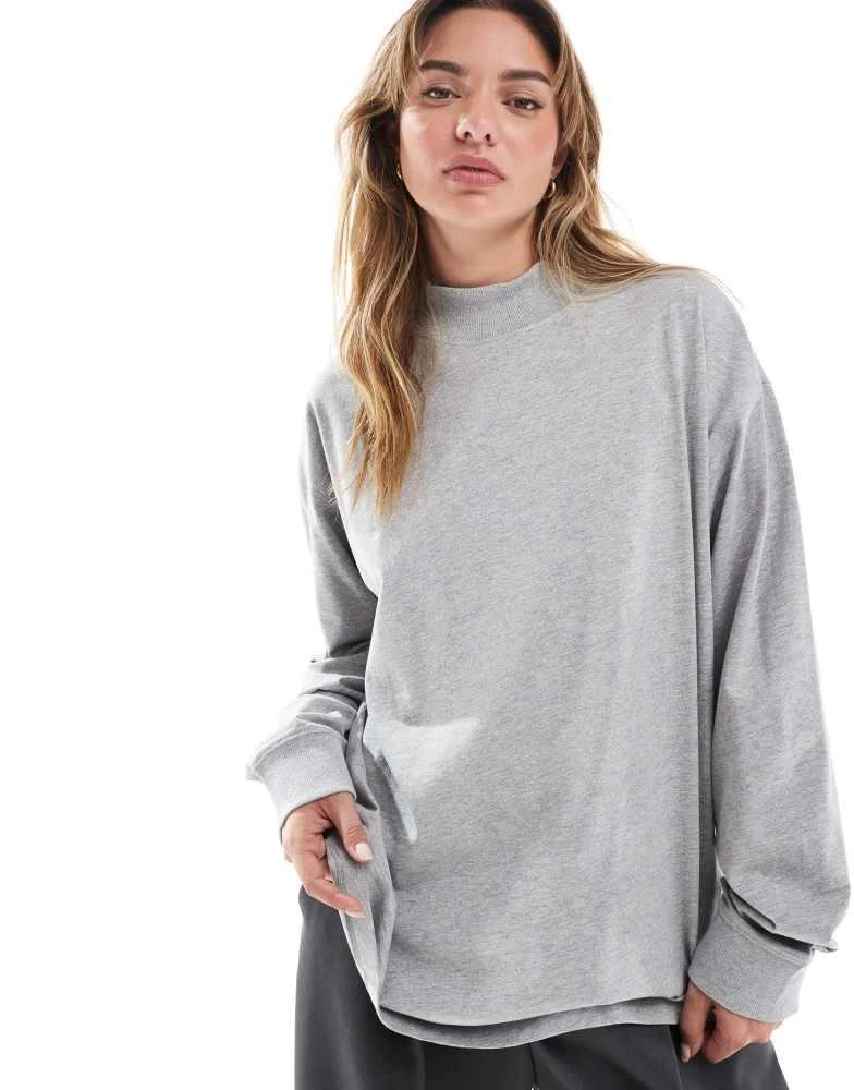 ASOS ASOS DESIGN long sleeve t-shirt with high neck in grey marl 1