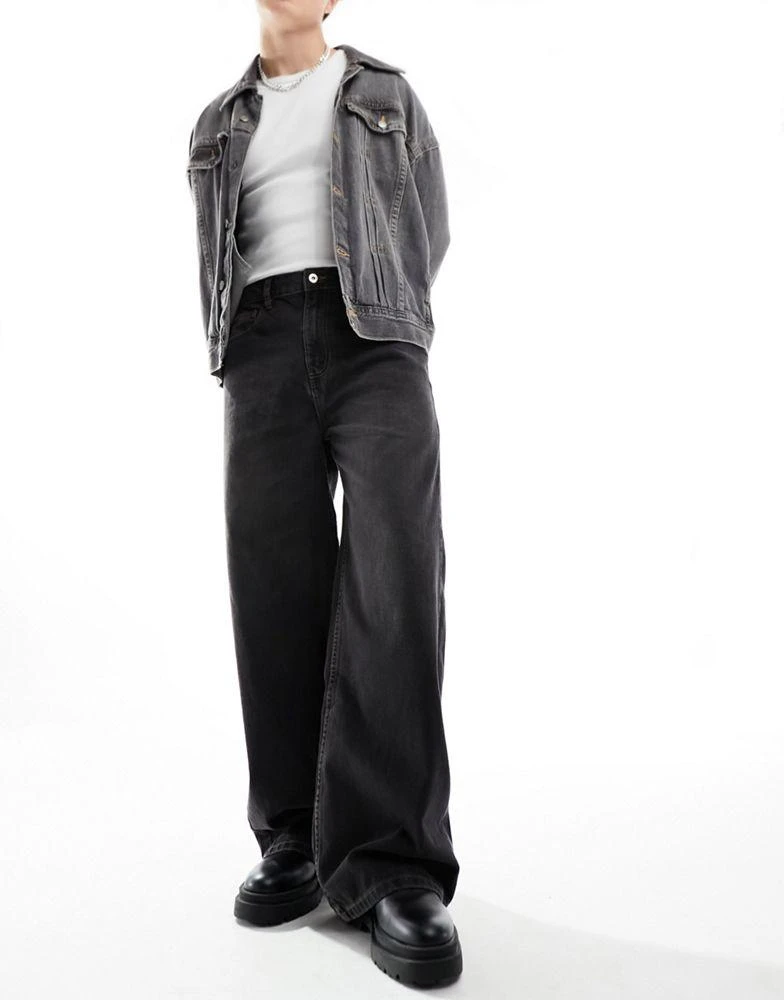 COLLUSION COLLUSION X003 wide leg jeans in washed black - BLACK 1