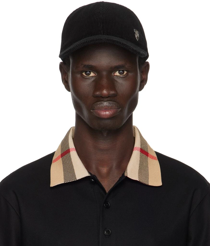 Burberry Black Corduroy Hat, 100% Authenic Like My Other Items. 66810 auth BURBERRY black & white MONOGRAM LOGO Baseball Cap  main image 3