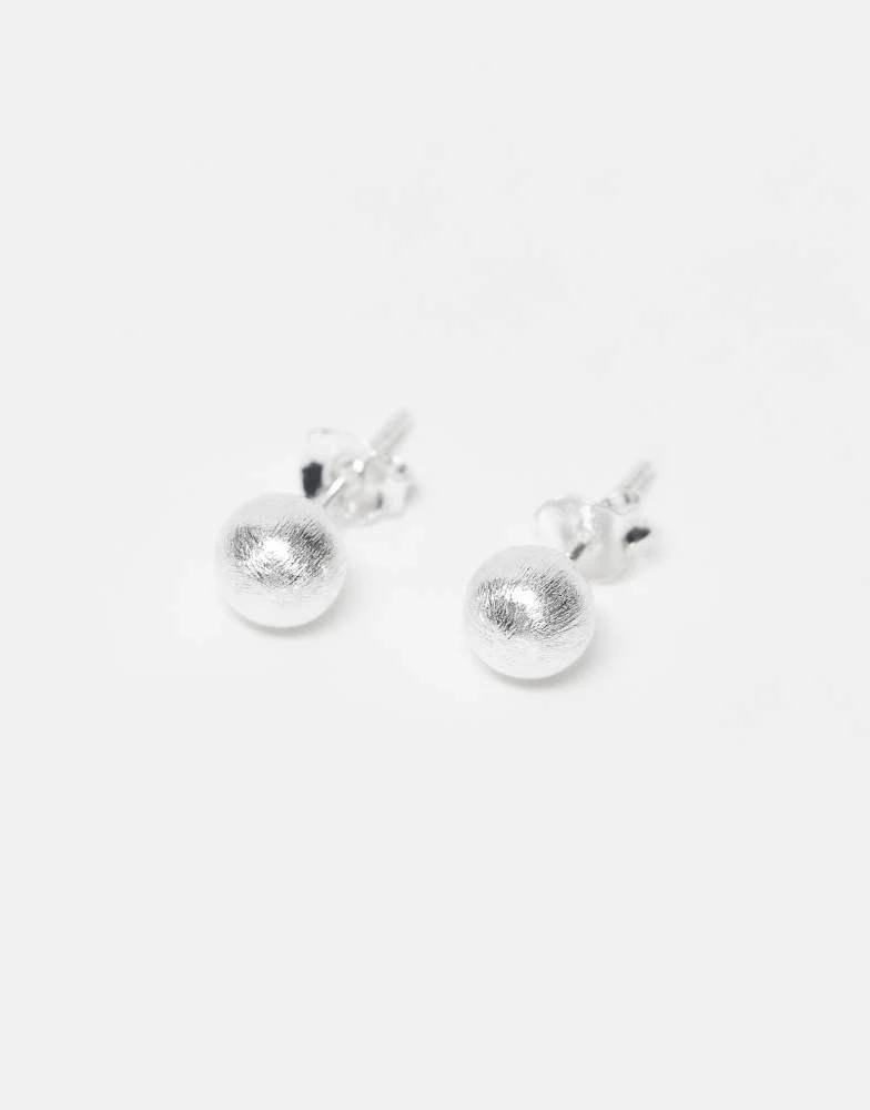 Kingsley Ryan Kingsley Ryan brushed ball stud earrings in silver 2