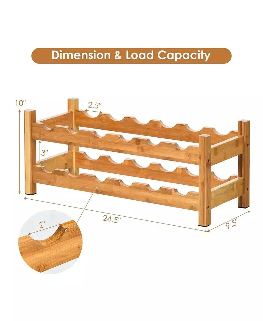 SUGIFT Bamboo 12-Bottle 2-Tier Wine Rack 4