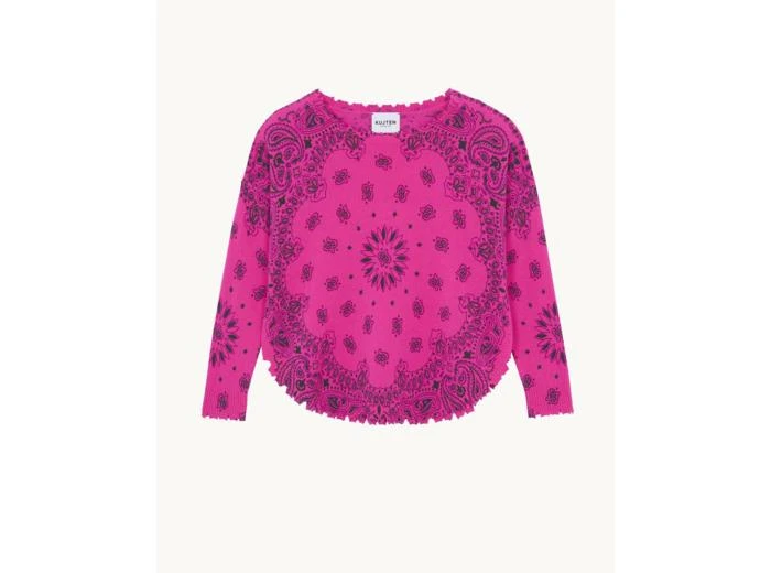 Kujten Pull Mela Bandana Bico Pull Cachemire Col Rond Imprimé, 2 fils 1
