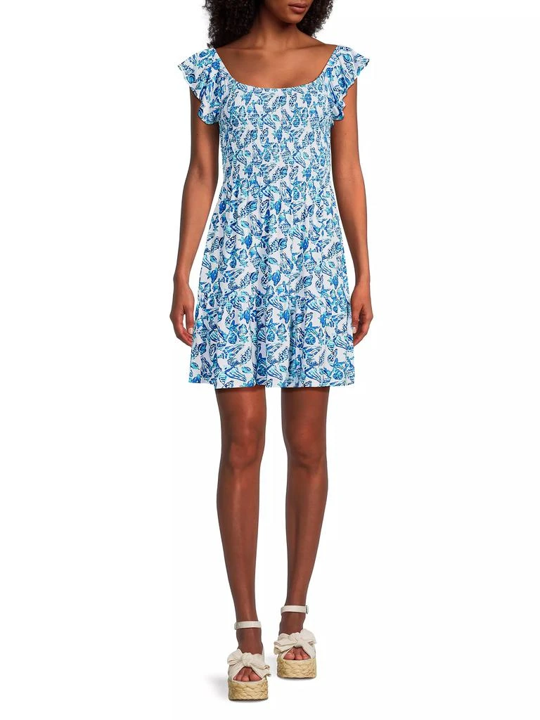 Jilly Seashell Smocked Minidress  On Sale Now with Up to 48% Off |  Discover Exclusive Deals & Savings at BeyondStyle  Authentic Lilly Pulitzer  floral|women's|modern|sleeveless|mini-length|Women's|a-line|women's  apparel|scoopneck|dresses with Limited ...