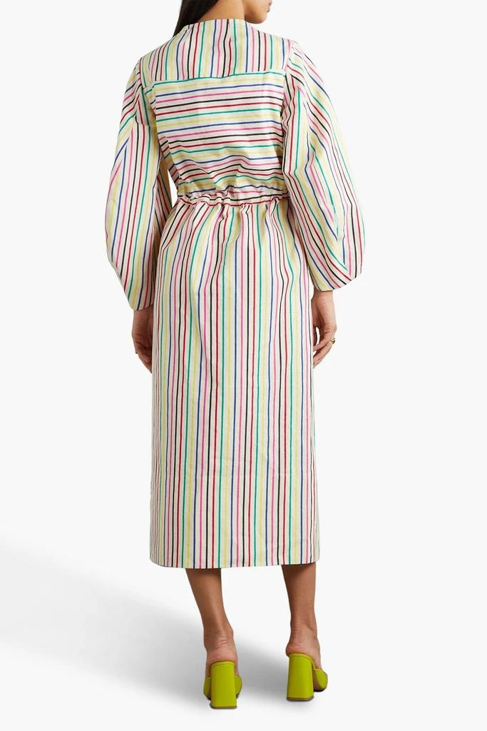 Rosie Assoulin Vivella gathered striped cotton and linen-blend midi dress 3