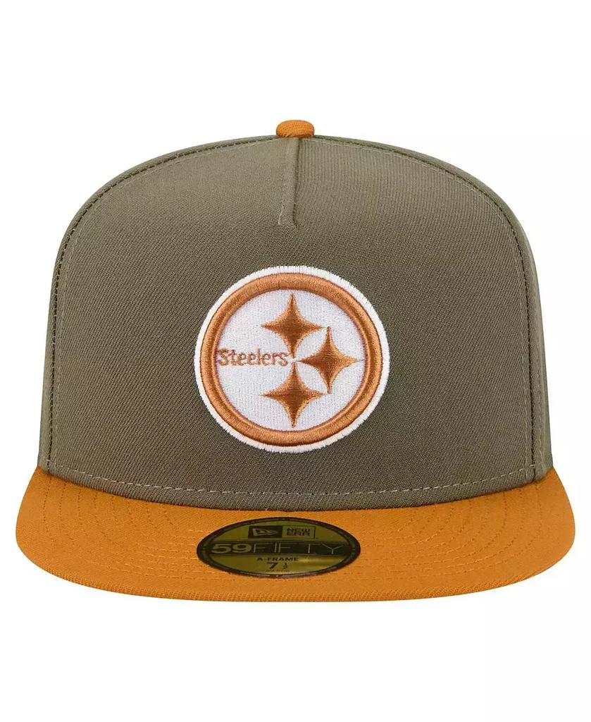 New Era Men's Olive/Brown Pittsburgh Steelers Color Pack A-Frame 59FIFTY Fitted Hat 4