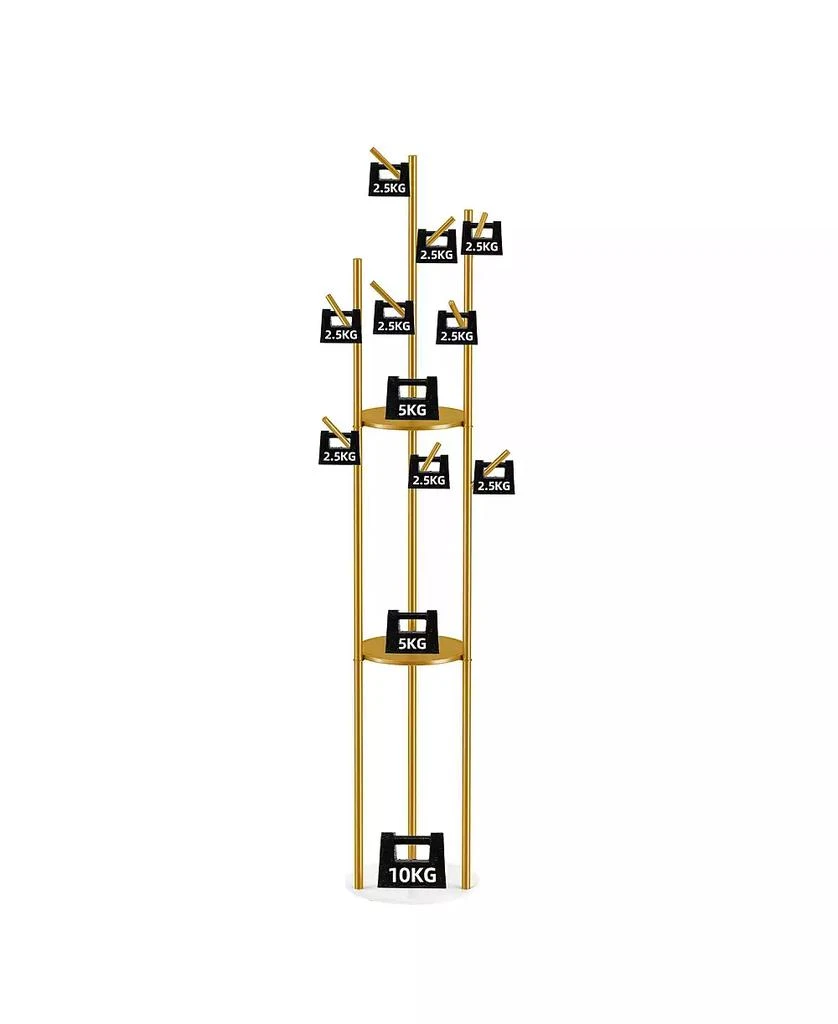 UNHO Freestanding Coat Rack: Hall Tree Clothes Hangers with Marble Base for Entryway Bedroom 5