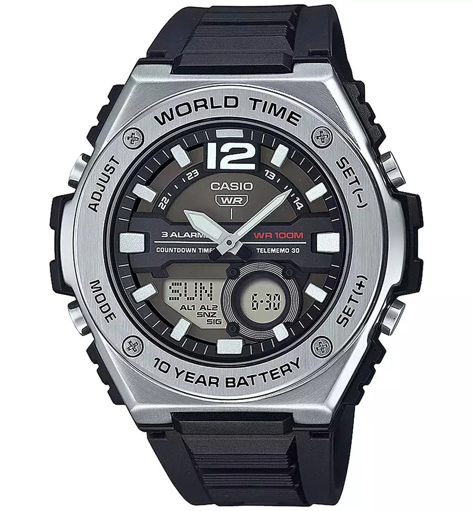 Casio Men's Analog Digital Black Resin Strap Watch 51mm, MWQ100-1AV 1