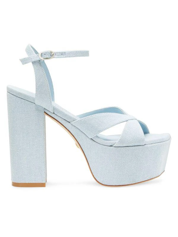 Stuart Weitzman 140MM Platform Denim Sandals 1
