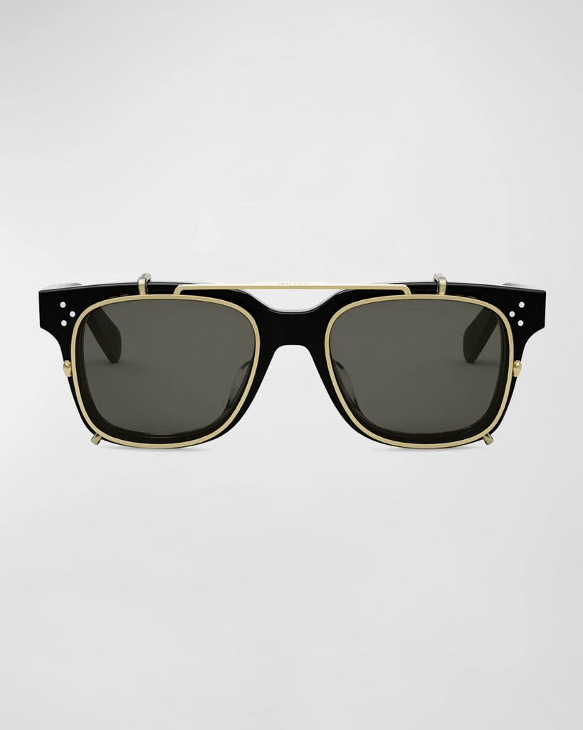 Celine Men's Bold Blue Light-Blocking Square Glasses 3
