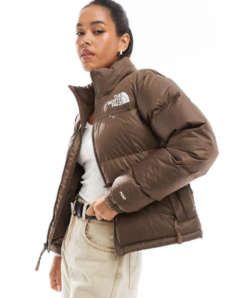 Shop The North Face 96 Retro Nuptse puffer jacket in dark brown on