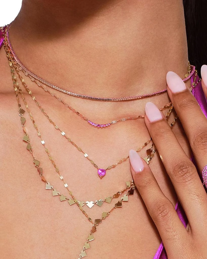 LANA 14K Yellow Gold Pink Sapphire Heart Solitaire Pendant Necklace, 16" 2