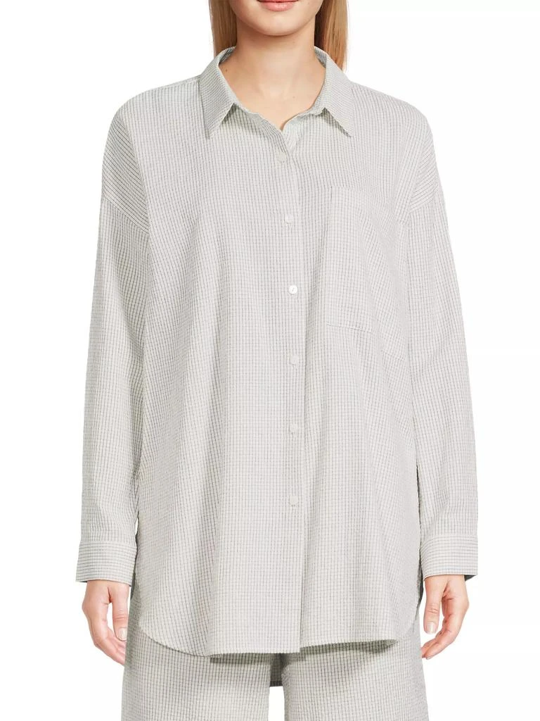 Eileen Fisher Check Cotton Button-Front Shirt 3