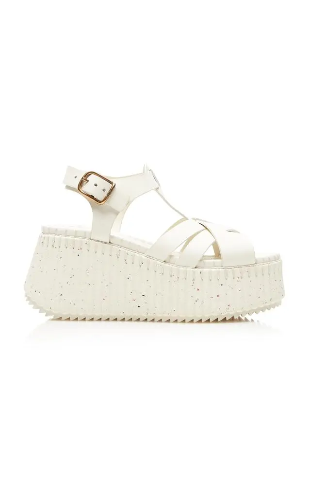Chloé Chloé - Nama Leather Platform Sandals - White - IT 37 - Moda Operandi 1