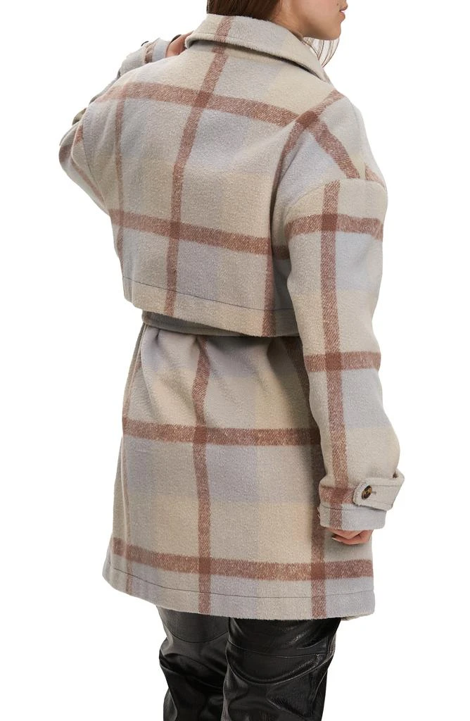 NOIZE Esly Plaid Belted Brushed Coat 2