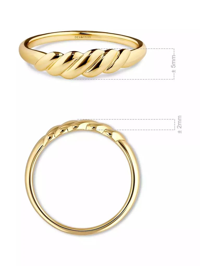 DEVATA Rope Ring in Gold Plated Sterling Silver, Size 4