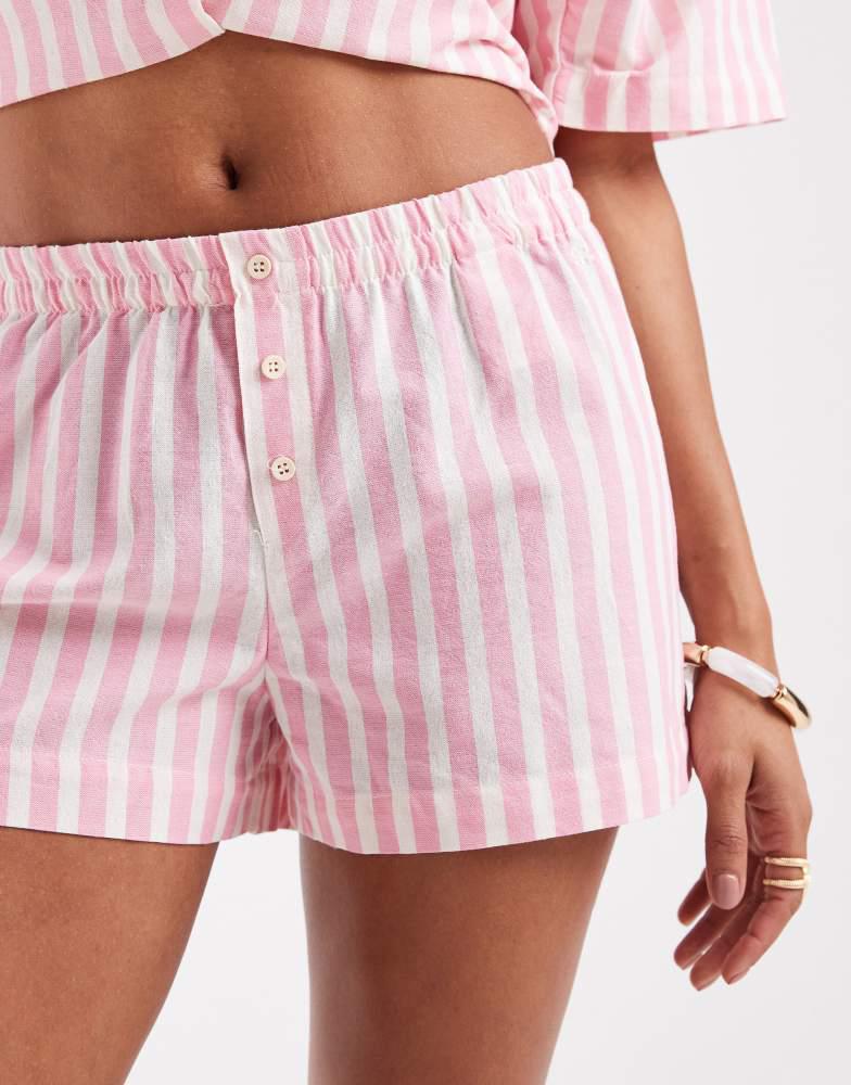 Pull&Bear Pull&Bear short co-ord in pink stripe