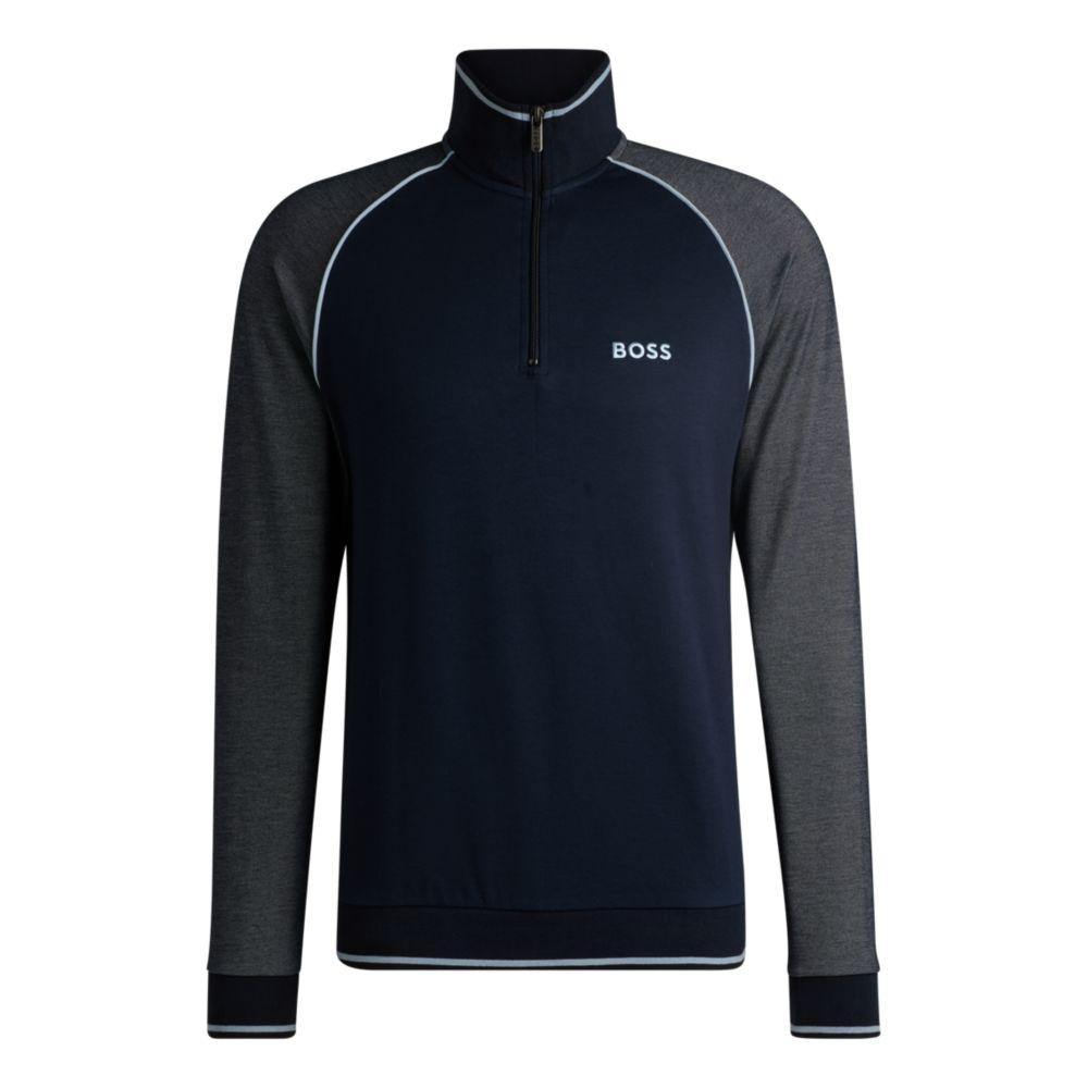 Hugo Boss Zip-neck sweatshirt with contrast piping