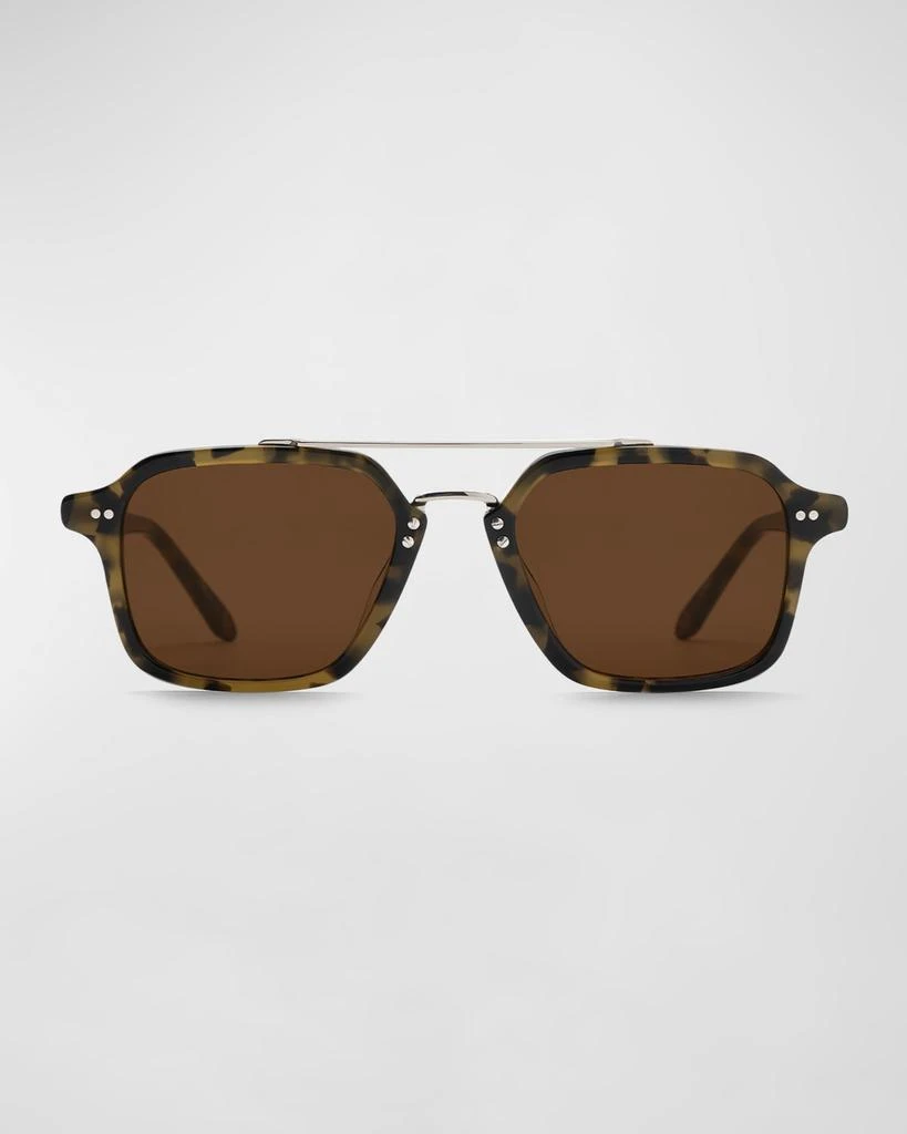 Krewe Men's Colton Double-Bridge Acetate Aviator Sunglasses 2