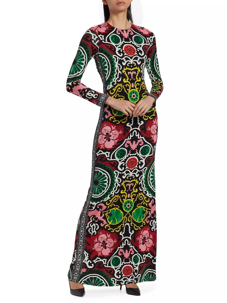Alice + Olivia Delora Floral Damask Open-Back Maxi Dress 3